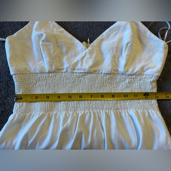Zara Linen Blend Smocked Midi Sundress Ecru White Size M - Picture 6 of 8